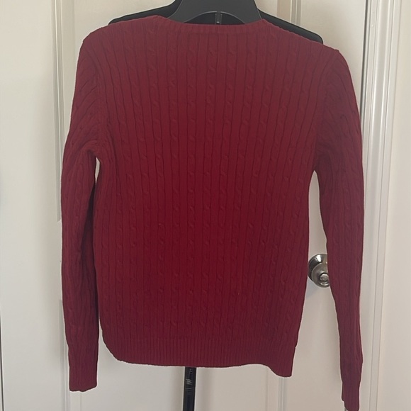 Eddie Bauer Red/Maroon Cable Knit Cardigan Sweater Size M - Picture 2 of 4